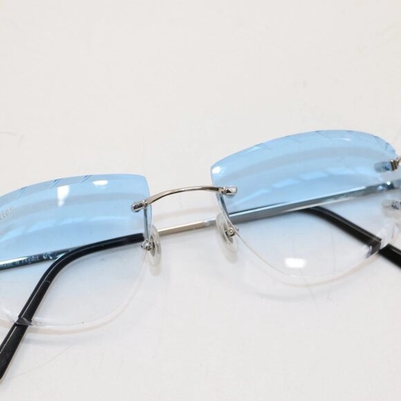 Cartier CT00920 002 Diamond Cut Silver-Framed Blue Lens Sunglasses 19 - Picture 4 of 15